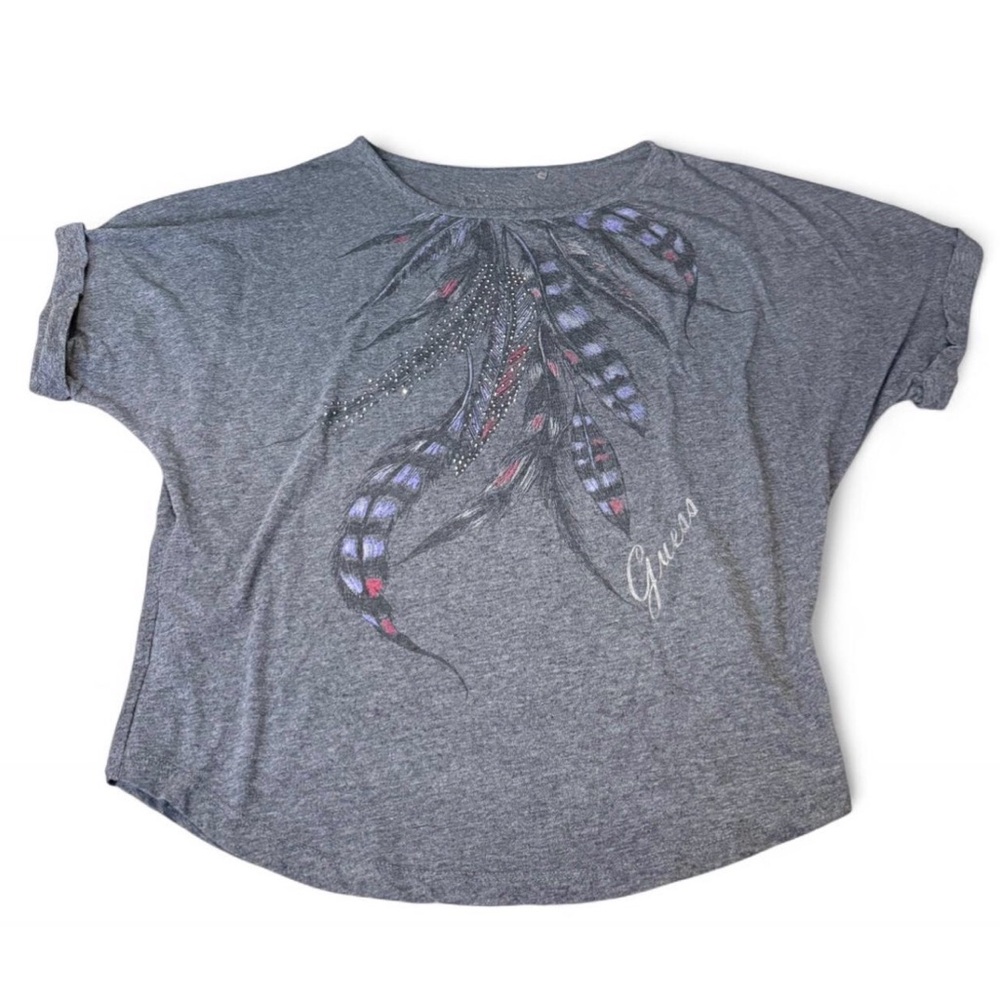 Y2K Guess Women's Feather Bling Tee